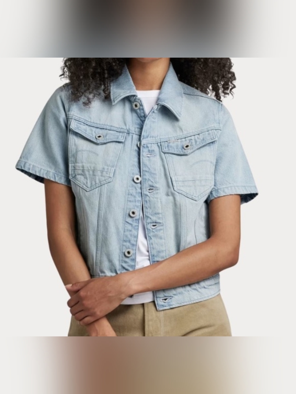 NWT G-STAR RAW Short Sleeve Button Jean Jacket Vintage Electric Blue